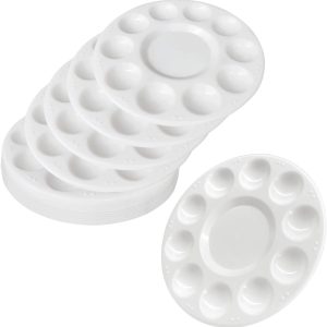 15 Pack Paint Tray Palettes for Kids, Plastic White Palettes for Students, Paint Holder, Paint Supplies