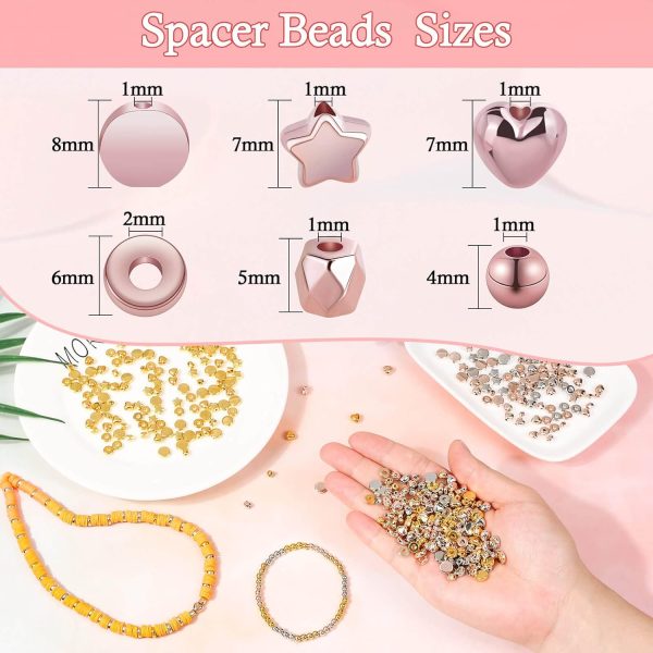2160 Pieces Gold Spacer Beads Set, Assorted Round Star Gold Beads for Bracelet Jewelry Making(Gold, Sliver, Rose Gold, KC Gold) - Image 4