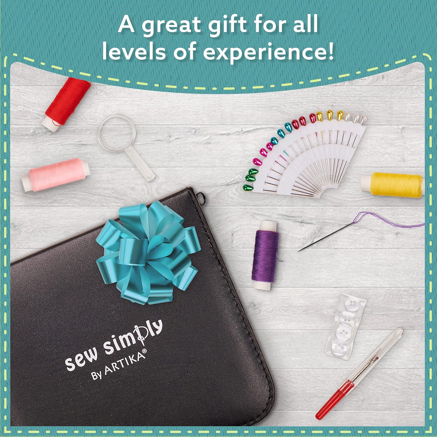 ARTIKA Sewing Kit for Adults and Kids - Small Beginner Set w/Multicolor Thread, Needles, Scissors, Thimble & Clips - Emergency Repair and Travel Kits - Sewing Accessories and Supplies - Image 4