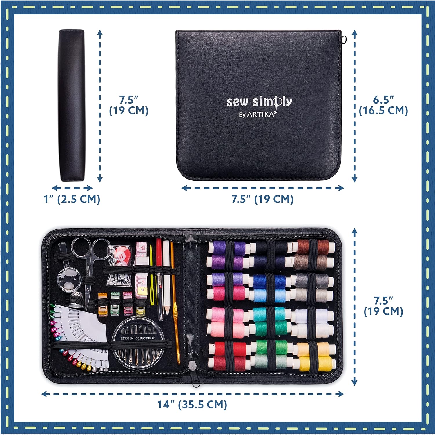 ARTIKA Sewing Kit for Adults and Kids - Small Beginner Set w/Multicolor Thread, Needles, Scissors, Thimble & Clips - Emergency Repair and Travel Kits - Sewing Accessories and Supplies - Image 6
