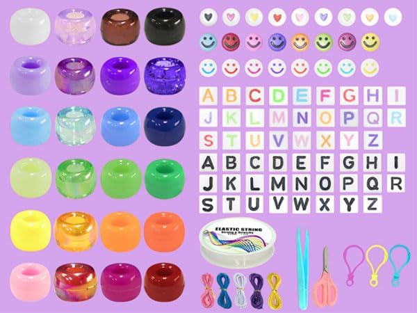 LIS HEGENSA 24 Color Pony Beads Bulk 1000 Pcs,Kandi Beads for Necklace Jewelry Making Earring Hair Braiding,Bracelets Making Kits,Hair Bead,Bracelet Beads,Plastic Beads for Crafts Braids Girls - Image 3
