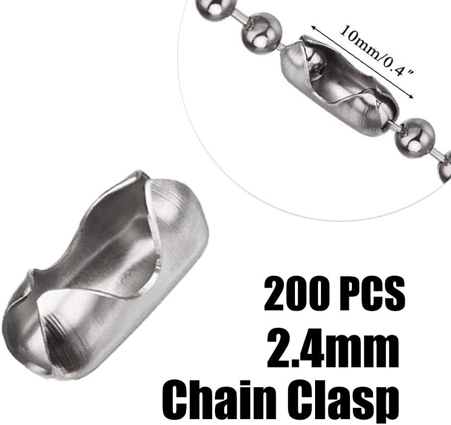 Rojwei 200pcs Ball Chain Connector Clasps Fits for 2.4mm Beaded Chain, Perfect Jewelry Making Accessories Clips for DIY Crafts. - Image 2