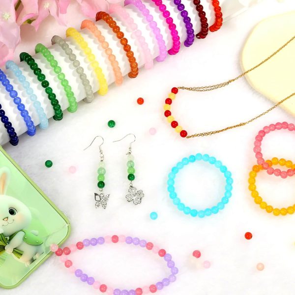 1400 Pieces 6mm Round Glass Beads for Jewelry Making, 28 Colors Crystal Beads for Bracelets Jewelry Making and DIY Crafts(Solid Color) - Image 2