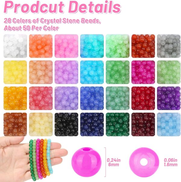 1400 Pieces 6mm Round Glass Beads for Jewelry Making, 28 Colors Crystal Beads for Bracelets Jewelry Making and DIY Crafts(Solid Color) - Image 3
