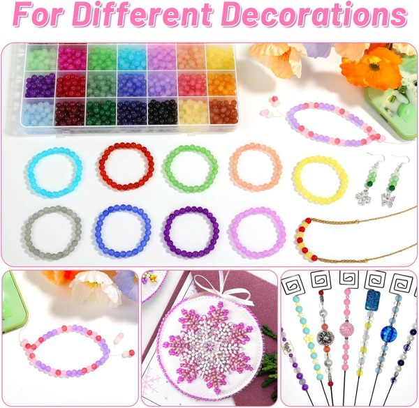 1400 Pieces 6mm Round Glass Beads for Jewelry Making, 28 Colors Crystal Beads for Bracelets Jewelry Making and DIY Crafts(Solid Color) - Image 5