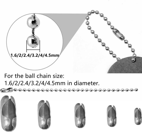 Silver Tone Stainless Steel Ball Chain Connector Clasps Fits for1.6/2/2.4/3.2/4mm Beaded Ball Chain Clips - Image 3