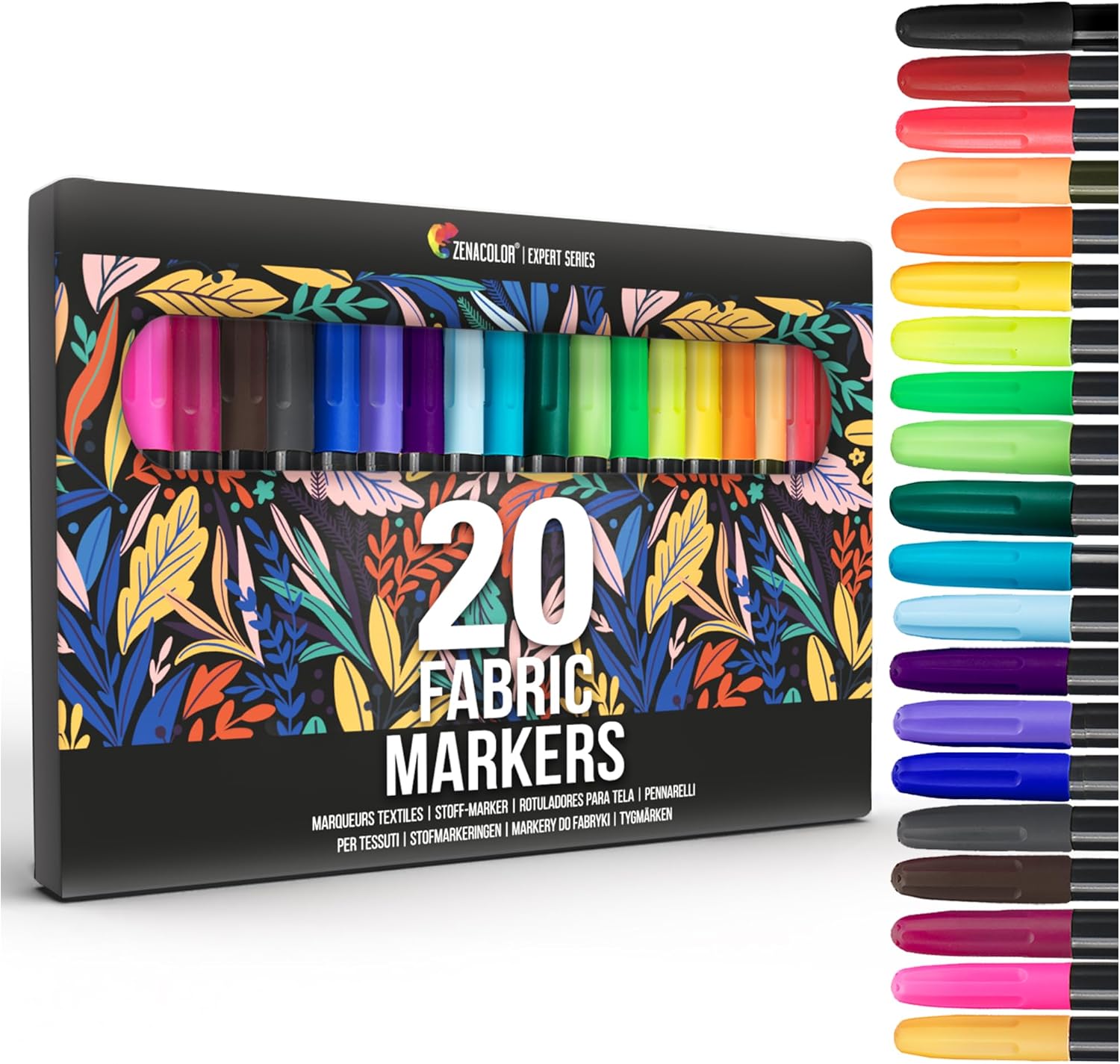 20 Fabric Markers Pens Set - Indelible and Permanent Fabric Paint Fine Point Textile Marker Pen